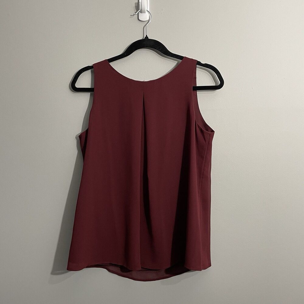 White House Black Market Deep Red Sleeveless Dressy Tank XS Office Chic - Picture 6 of 8